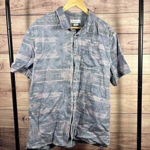 Urban Outfitters Southwestern Print Button Up Shirt Short Sleeve Faded Blue XL